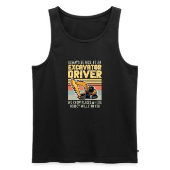 Lustiger Bagger Spruch für Baggerfahrer - Männer Premium Bio Tank Top - Schwarz - Vorne - Michal (187cm)
