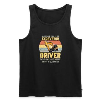 Lustiger Bagger Spruch für Baggerfahrer - Männer Premium Bio Tank Top - Schwarz - Vorne - Michal (187cm)