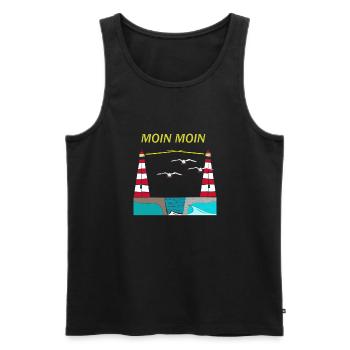 Nordsee Moin Leuchtturm - Männer Premium Bio Tank Top - Schwarz - Vorne - AI Model Male 178 light (178cm)
