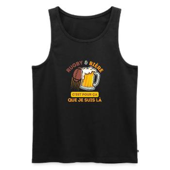 bugby et bière match de rugby - Débardeur bio Premium Homme - noir - Devant - Michal (187cm)