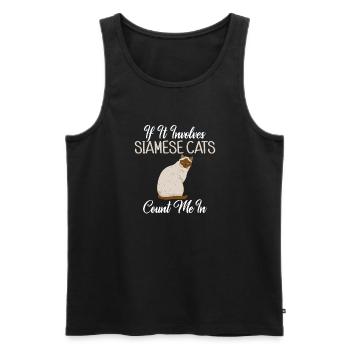 Cadeaux de chat siamois - Débardeur bio Premium Homme - noir - Devant - Michal (187cm)
