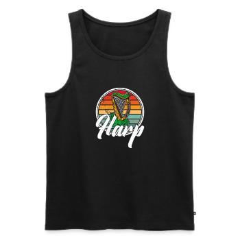 Musikschule Harfe Harfenist Irland Irisch - Männer Premium Bio Tank Top - Schwarz - Vorne - AI Model Male 178 light (178cm)