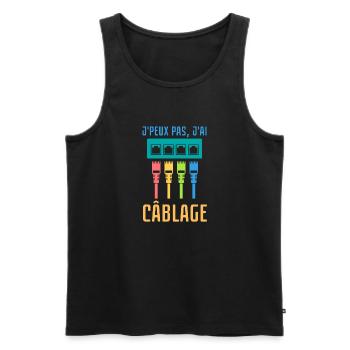Câblage réseau informatique - Débardeur bio Premium Homme - noir - Devant - Michal (187cm)