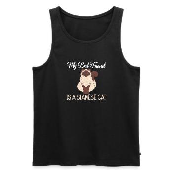 Cadeaux de chat siamois - Débardeur bio Premium Homme - noir - Devant - Michal (187cm)