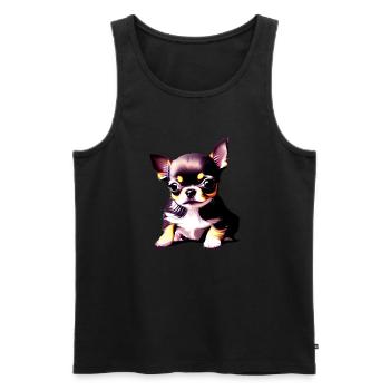 Chihuahua Chippy Dog Propriétaire Chiens Chihuahua Dog - Débardeur bio Premium Homme - noir - Devant - AI Model Male 178 light (178cm)