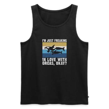 Orca Whale Gifts - Men's Premium Organic Tank Top - black - Front - AI Model Male 178 light (178cm)