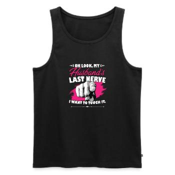 Look My Husband's Last Nerve Funny Hubby Wife - Männer Premium Bio Tank Top - Schwarz - Vorne - AI Model Male 178 light (178cm)