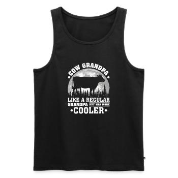 Cow Grandpa Funny Moon Vintage Cow Father'S Day - Men's Premium Organic Tank Top - black - Front - AI Model Male 178 light (178cm)