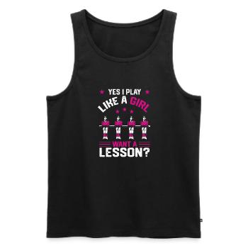 Yes I Play Like A Girl Want A Lesson Foosball Tabl - Men's Premium Organic Tank Top - black - Front - AI Model Male 178 light (178cm)