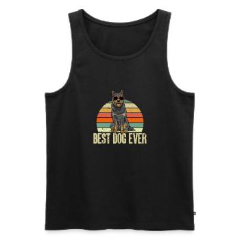 Bouvier australien Red Blue Heeler - Débardeur bio Premium Homme - noir - Devant - AI Model Male 178 light (178cm)