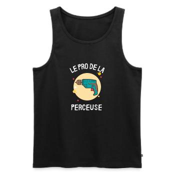 Pro de la perceuse - Débardeur bio Premium Homme - noir - Devant - Michal (187cm)