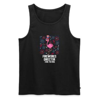 4th Of July Fireworks Director Flamingo US Flag - Männer Premium Bio Tank Top - Schwarz - Vorne - AI Model Male 178 light (178cm)
