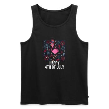 Happy 4th Of July Flamingo Bird US Flag Freedom - Männer Premium Bio Tank Top - Schwarz - Vorne - AI Model Male 178 light (178cm)