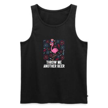 4th Of July Throw Me Another Beer American Flag - Men's Premium Organic Tank Top - black - Front - AI Model Male 178 light (178cm)