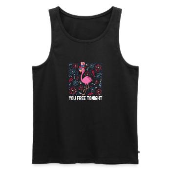 4 juillet Vous êtes libre ce soir Flamingo Bird USA - Débardeur bio Premium Homme - noir - Devant - Michal (187cm)