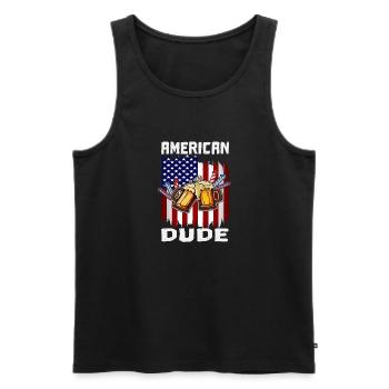 4th Of July Proud American Dude US Flag Pride - Männer Premium Bio Tank Top - Schwarz - Vorne - Michal (187cm)
