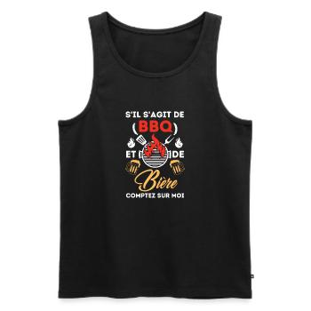 Barbecue et bière 2 - Débardeur bio Premium Homme - noir - Devant - Michal (187cm)