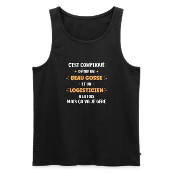 Beau gosse Logisticien - Débardeur bio Premium Homme - noir - Devant - Michal (187cm)