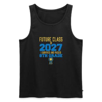 Futur cours de 2027 J’ai survécu Passé 8ème année - Débardeur bio Premium Homme - noir - Devant - AI Model Male 178 light (178cm)