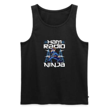 Funny Ham Radio Ninja Antenna Signal Amateur Radio - Men's Premium Organic Tank Top - black - Front - Michal (187cm)