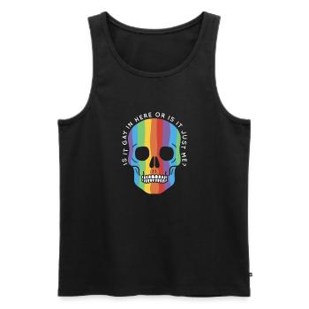 Mois de la fierté gay LGBTQ Trans est-il gay ici - Débardeur bio Premium Homme - noir - Devant - Michal (187cm)