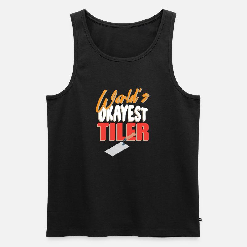 Lustiger Fliesenleger Spruch Handwerker - Männer Premium Bio Tank Top - Schwarz
