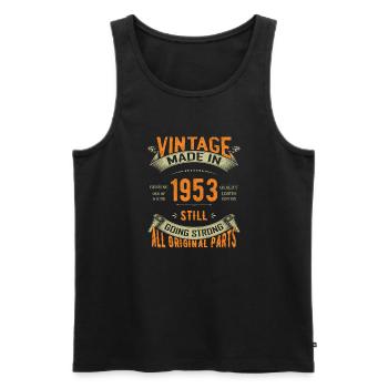 Celebrating 70 Years of Awesome Since 1953 - Men's Premium Organic Tank Top - black - Front - AI Model Male 178 light (178cm)