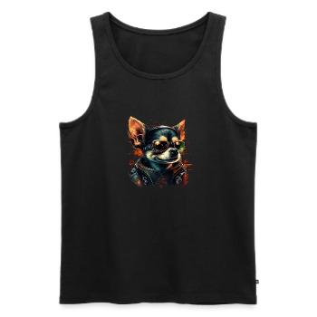 Chihuahua | Biker | Motorrad | Hund | Papa | Opa - Männer Premium Bio Tank Top - Schwarz - Vorne - Michal (187cm)
