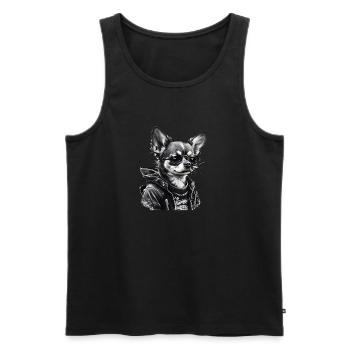 Chihuahua | Biker | Motorrad | Hund | Papa | Opa - Männer Premium Bio Tank Top - Schwarz - Vorne - Michal (187cm)