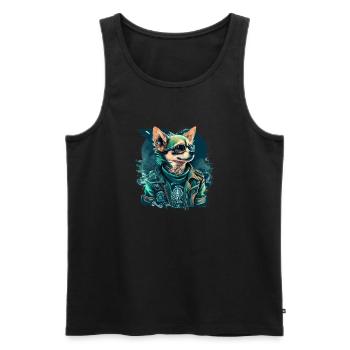 Chihuahua | Biker | Motorrad | Hund | Papa | Opa - Männer Premium Bio Tank Top - Schwarz - Vorne - Michal (187cm)