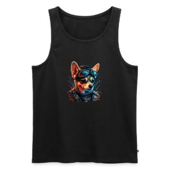 Chihuahua | Biker | Motorrad | Hund | Papa | Opa - Männer Premium Bio Tank Top - Schwarz - Vorne - Michal (187cm)