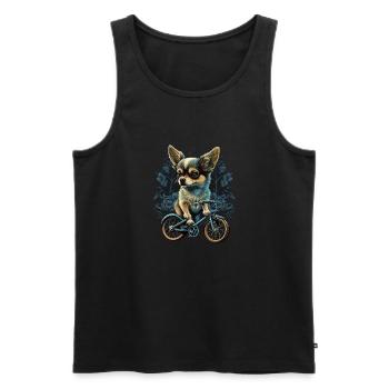 Chihuahua | Fahrrad | Hund | Radfahren | Radfahrer - Männer Premium Bio Tank Top - Schwarz - Vorne - Michal (187cm)
