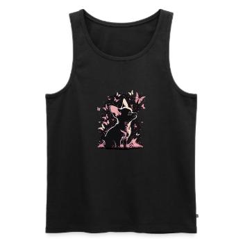 Chihuahua Chien Papillon 12 - Débardeur bio Premium Homme - noir - Devant - Michal (187cm)