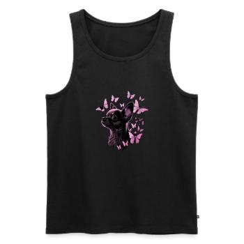 Chihuahua rose | Papillon | Chien mignon | Rose - Débardeur bio Premium Homme - noir - Devant - AI Model Male 178 light (178cm)