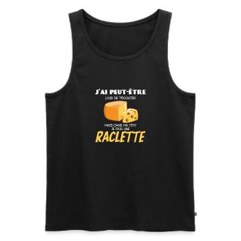 T écouter mais dans ma tête je fais une raclette - Débardeur bio Premium Homme - noir - Devant - Michal (187cm)