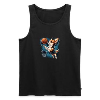 Chihuahua | Basketball Spieler | Sport Dunk | - Männer Premium Bio Tank Top - Schwarz - Vorne - Michal (187cm)