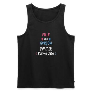 Fille ou garçon mamie t'aime déjà - Débardeur bio Premium Homme - noir - Devant - AI Model Male 178 light (178cm)