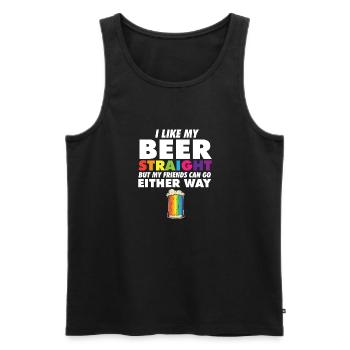 Fier allié LGBT J’aime ma bière Straight Rainbow - Débardeur bio Premium Homme - noir - Devant - Michal (187cm)