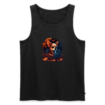 Chihuahua Costume d'Halloween - Citrouille - Débardeur bio Premium Homme - noir - Devant - Michal (187cm)