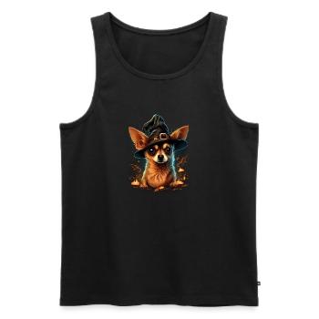 Chihuahua Costume d'Halloween - Citrouille - Débardeur bio Premium Homme - noir - Devant - Michal (187cm)