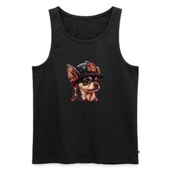 Chihuahua - Pompier Chien Cool Hommes Chapeau Feu - Débardeur bio Premium Homme - noir - Devant - Michal (187cm)