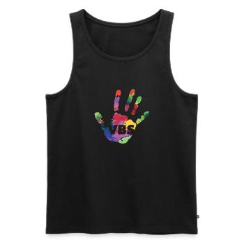 VBS Camp Watercolor Hand Print Vacation Bible - Men's Premium Organic Tank Top - black - Front - Michal (187cm)
