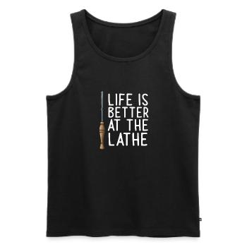 Turning Wood Lathe Lathe - Men's Premium Organic Tank Top - black - Front - Michal (187cm)
