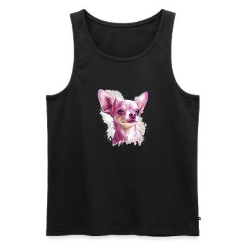 Chihuahua | Pink Jolie Rose Maman Femme ignon - Débardeur bio Premium Homme - noir - Devant - Michal (187cm)