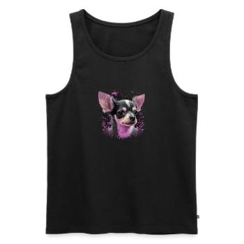 Chihuahua | Pink Jolie Rose Maman Femme ignon - Débardeur bio Premium Homme - noir - Devant - Michal (187cm)
