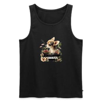 Chihuahua spielt Klavier Piano Klassische Musik - Männer Premium Bio Tank Top - Schwarz - Vorne - Michal (187cm)