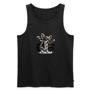 Chihuahua spielt Klavier Piano Klassische Musik - Männer Premium Bio Tank Top - Schwarz - Vorne - Michal (187cm)