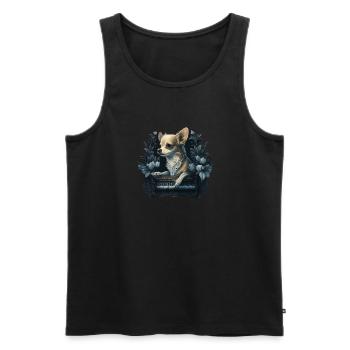 Chihuahua spielt Klavier Piano Klassische Musik - Männer Premium Bio Tank Top - Schwarz - Vorne - Michal (187cm)