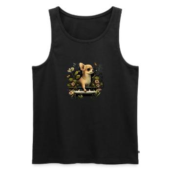 Chihuahua spielt Klavier Piano Klassische Musik - Männer Premium Bio Tank Top - Schwarz - Vorne - Michal (187cm)