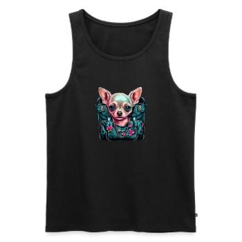 Pink Chihuahua | Rosa Handtasche Welpe Girlie - Männer Premium Bio Tank Top - Schwarz - Vorne - AI Model Male 178 light (178cm)